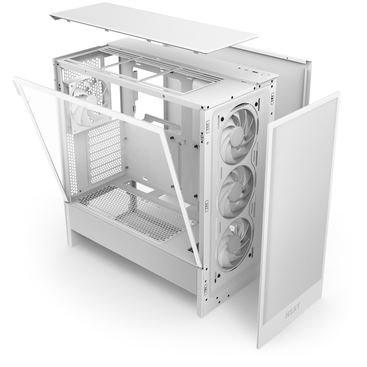 NZXT H5 Flow RGB white, exploded view of the panels and frame
