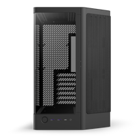 NZXT H6 black, front view showing the curved glass corner and front I/O