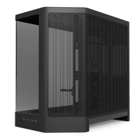 NZXT H6 black, three-quarter view of the right side and its mesh panel