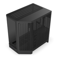 NZXT H6 black, overhead view of the top panel and radiator mount