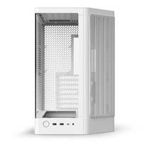 NZXT H6 white, front view showing the curved glass corner and front I/O