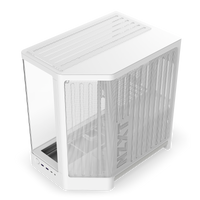 NZXT H6 white, overhead view of the top panel and radiator mount