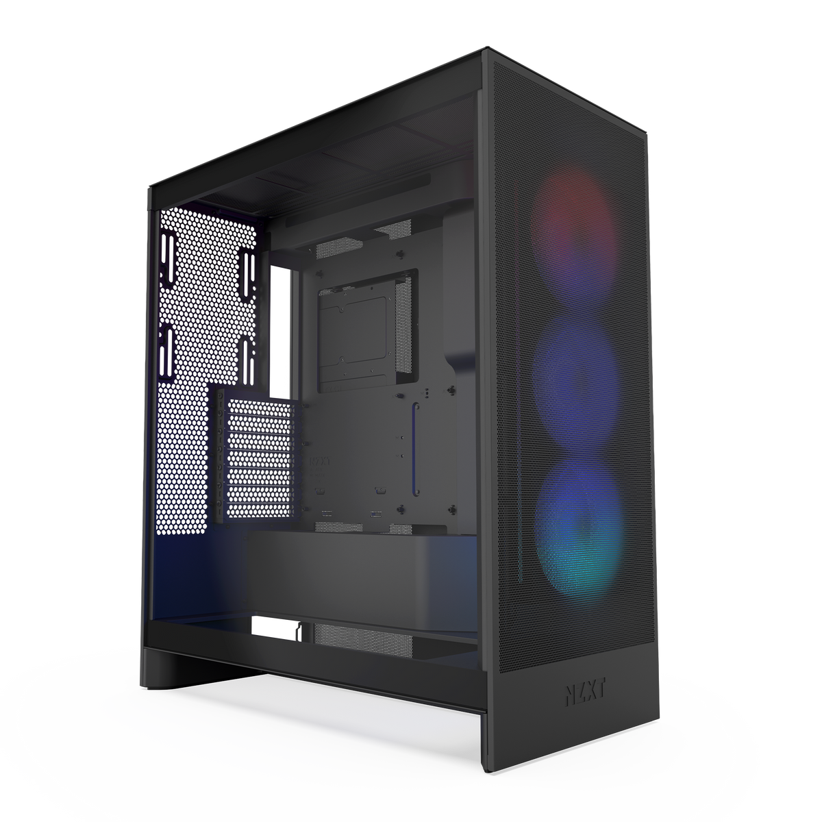 NZXT H7 Flow RGB black, interior with fans lit
