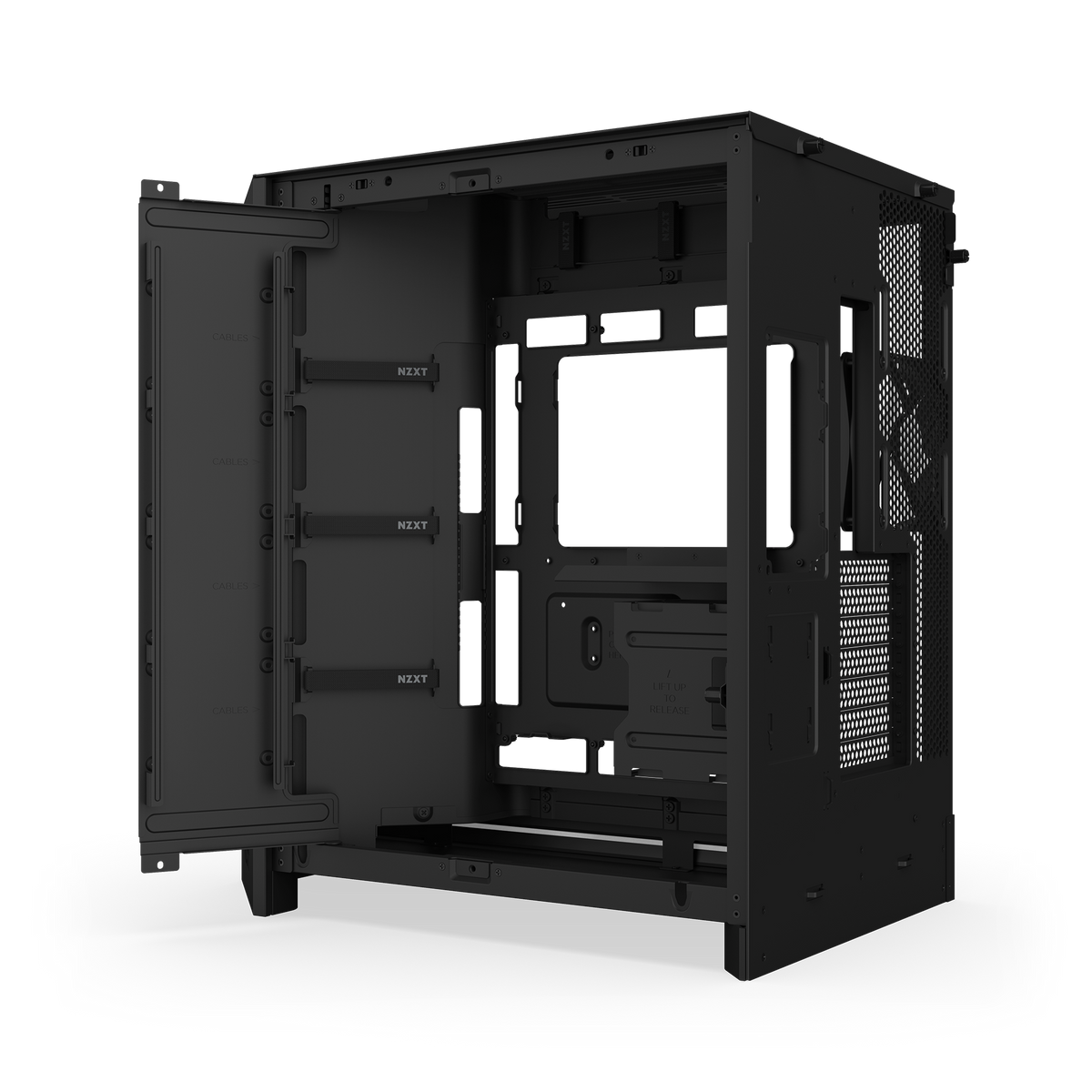 NZXT H9 Flow RGB+ case in black, cable management side