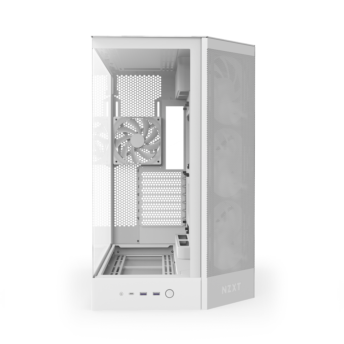 NZXT H9 Flow RGB case in white, front view