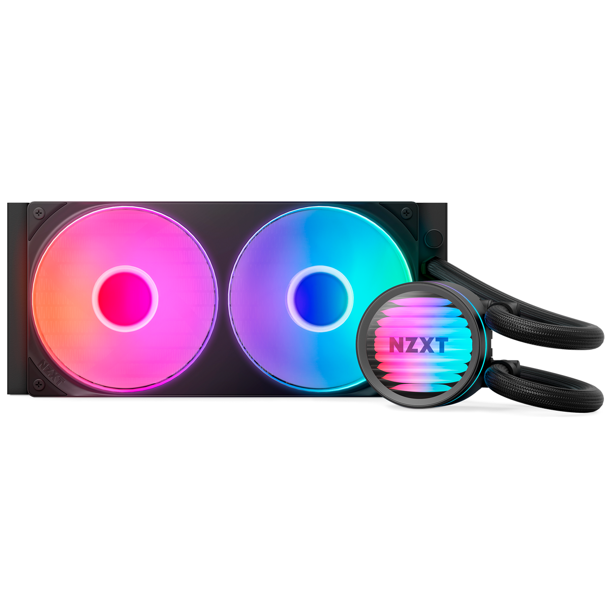 NZXT Kraken Core 240 RGB, front view of the radiator and fans