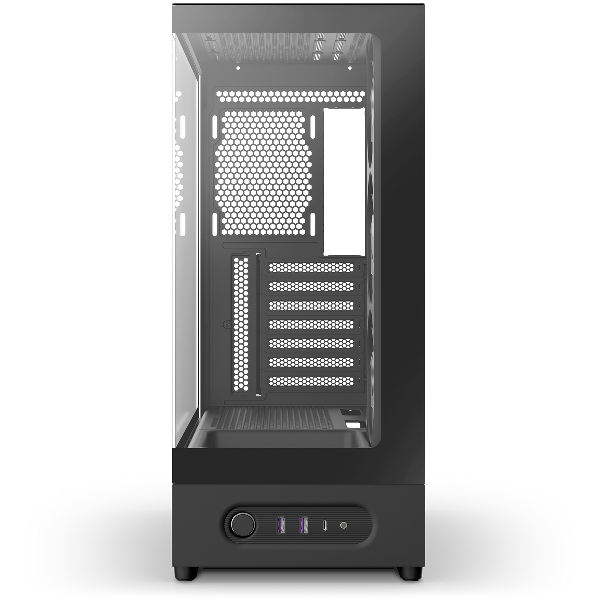 NZXT S5 RGB Deluxe black, front tempered glass panel and stamped NZXT logo