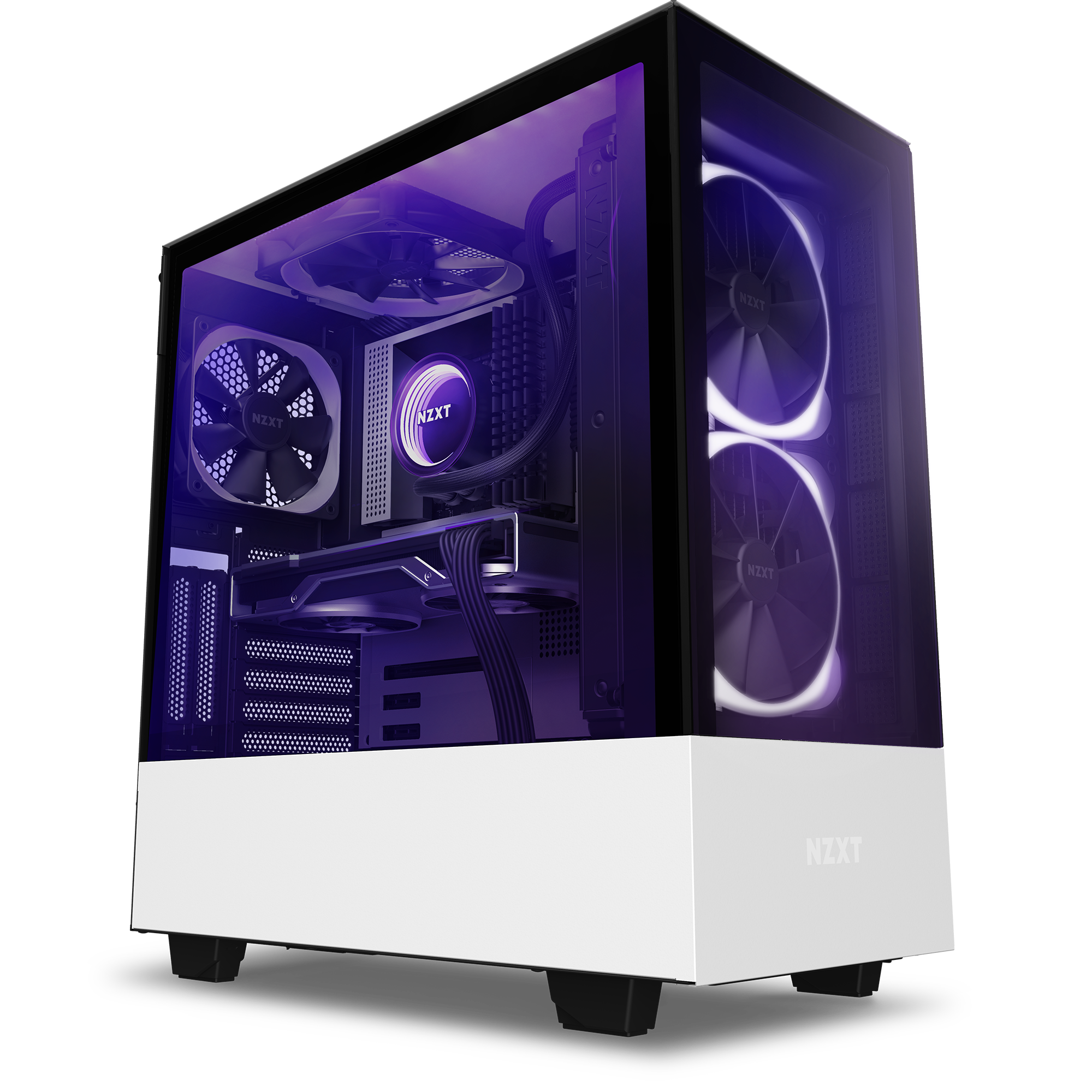 Front I/O USB Type-C Port Cable Management System NZXT H710 Quick Release Tempered Glass Side Panel White/Black ATX Mid Tower PC Gaming Case Water-Cooling Ready Steel Construction
