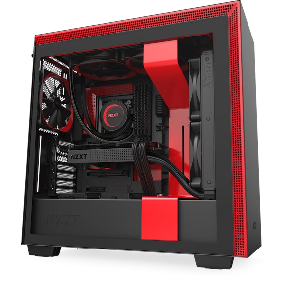 H710 Red - with system, side, angled