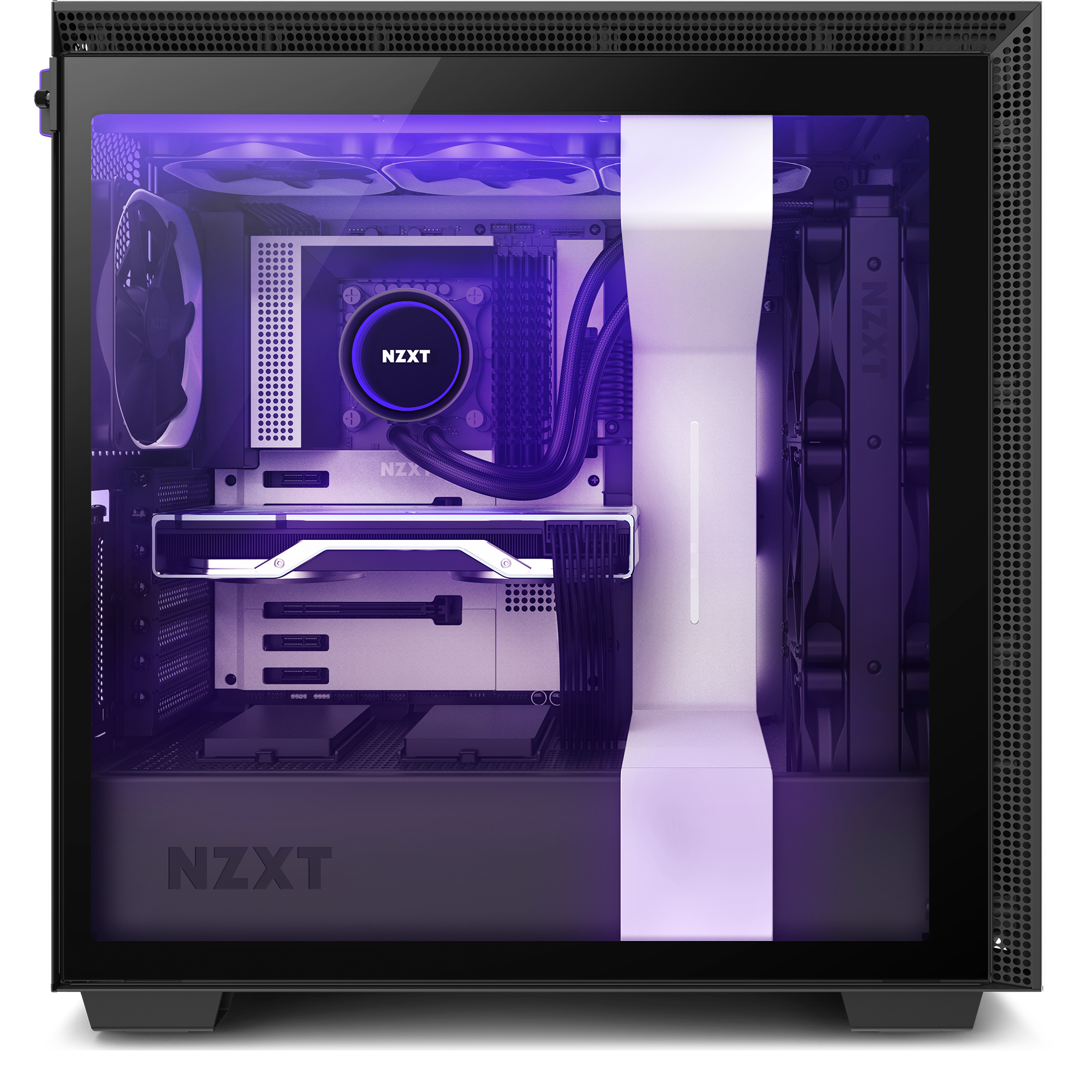 Für Wasserkühlung nutzbar NZXT H710 Tempered Glass-Seitenfenster mit Schnellspanner Front I/O USB Type-C Port ATX-Mid-Tower-Gehäuse für Gaming-PCs Schwarz/Rot 