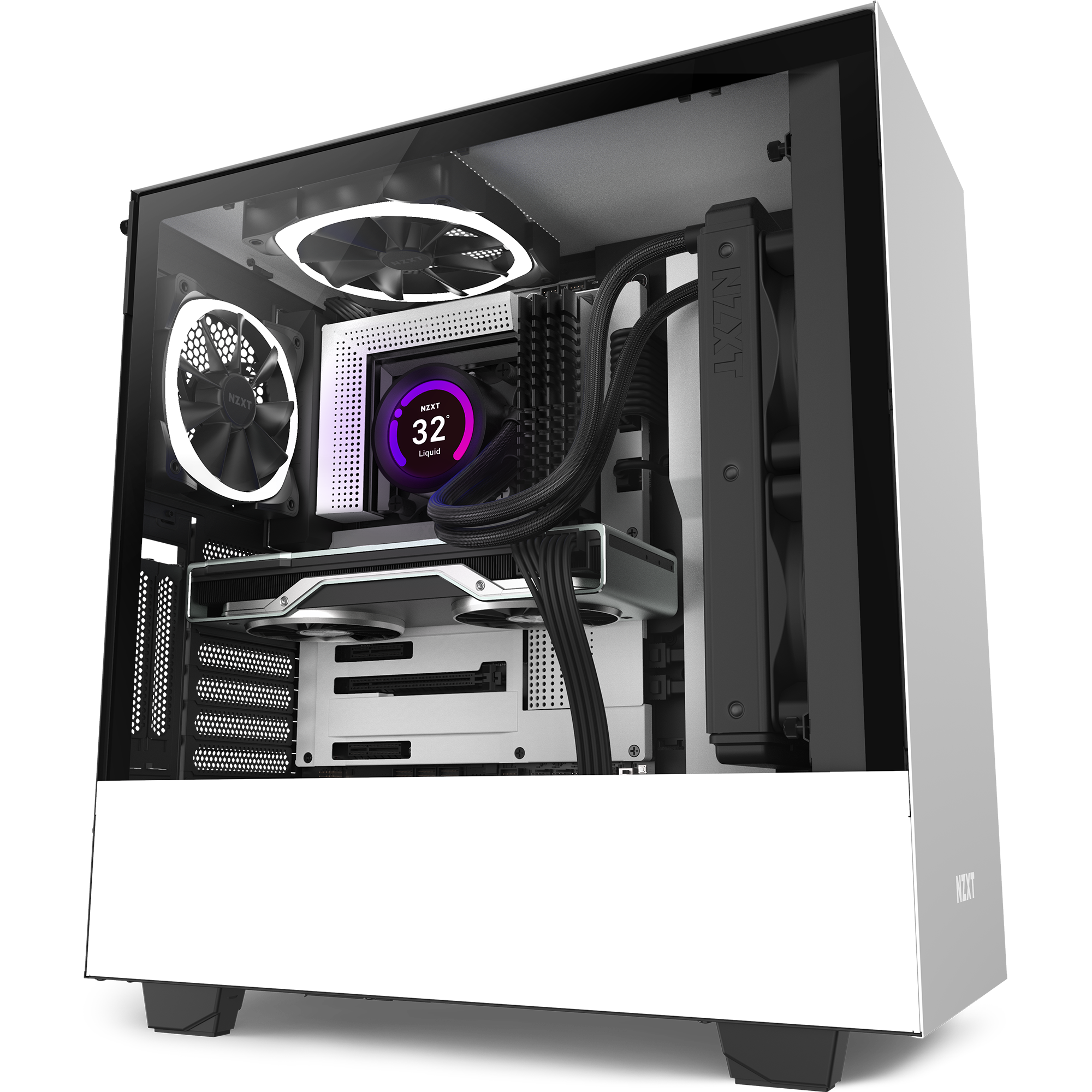 NZXT 水冷CPUクーラー KRAKEN ELITE240RGB ホワイト 120mmファンx2 ...