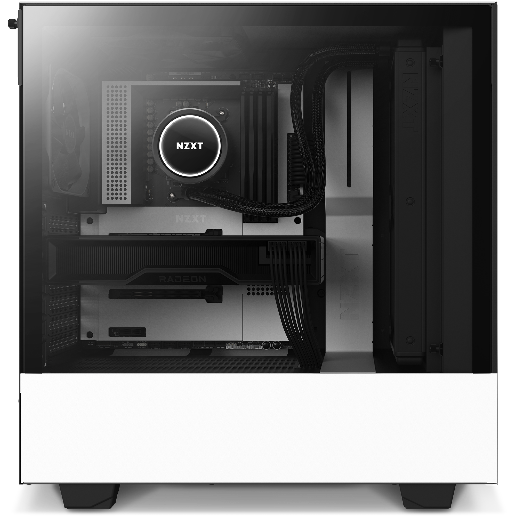 Black NZXT H510 Flow Perforated Front Panel Tempered Glass Side Panel CA-H52FB-01 Water-Cooling Ready Cable Management System Compact ATX Mid-Tower PC Gaming Case 