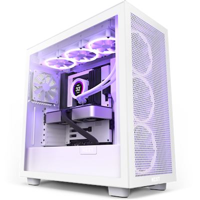 NZXT H6 Flow RGB Mid-Tower Airflow Case with 3 RGB Fans, Panoramic Glass  Panels, and Cable Management - White