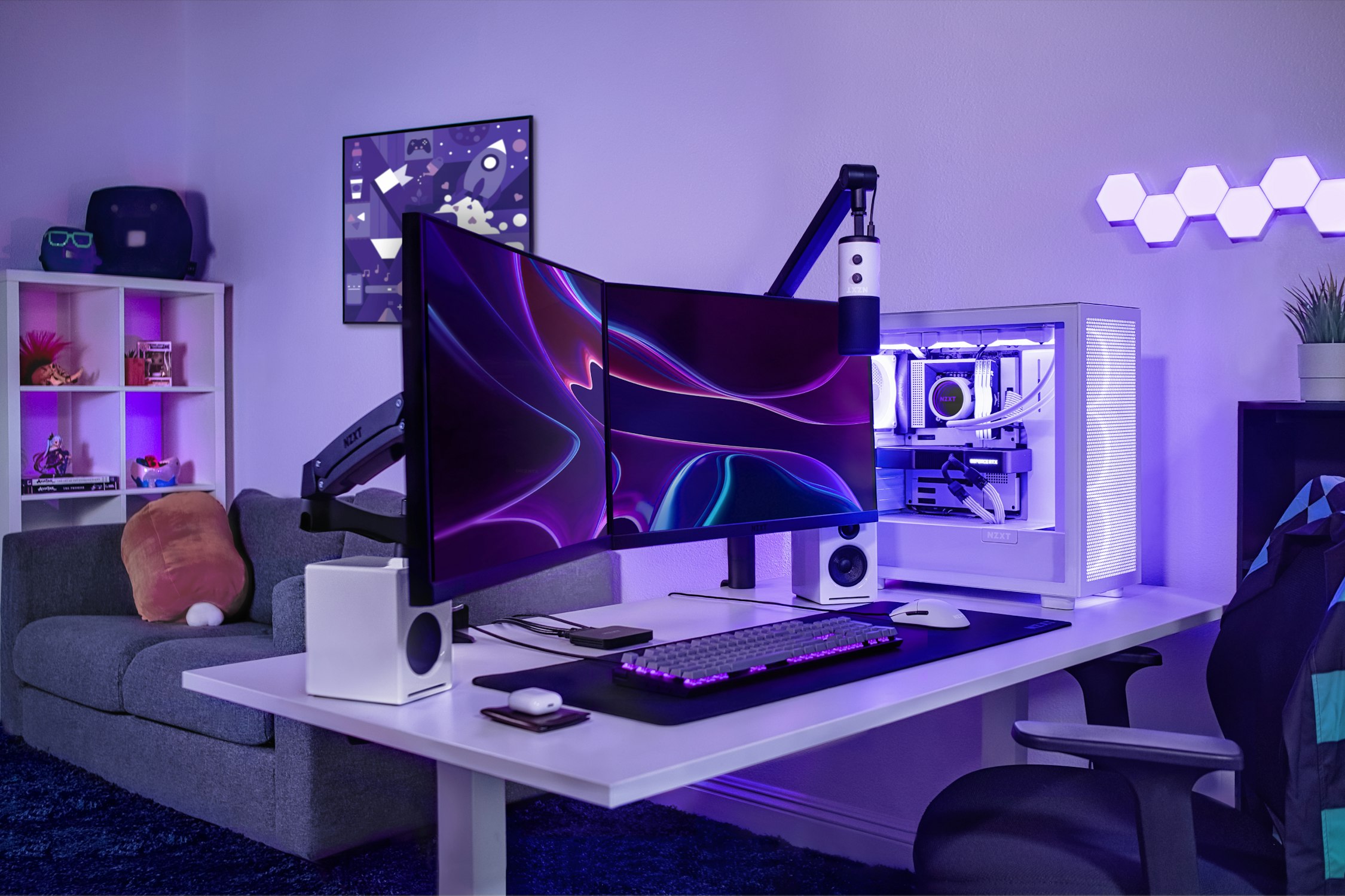 Canvas QHD Monitor with Purple Lighting Setup