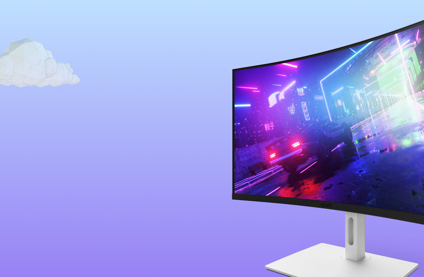 Canvas QHD Monitor with Purple Gradient Background
