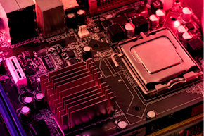 CPU Focused on a Motherboard