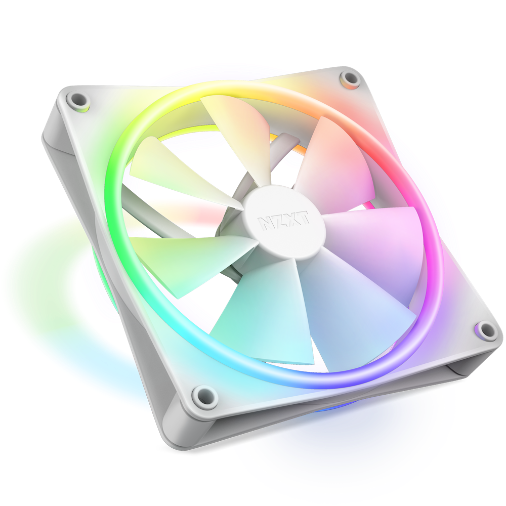 F140 RGB Duo Fan viewed from a front angle - White