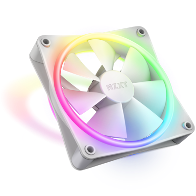 Ventilador RGB Duo F120 visto desde un ángulo frontal - Blanca