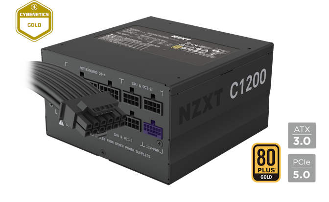 C1200 PSU One 16-Pin Connector. Cybenetics Gold, 80 PLUS Gold, ATX 3.0, PCIe 5.0