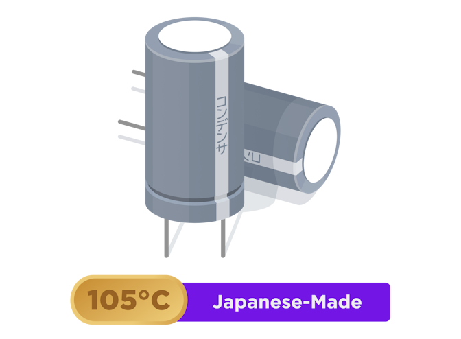 Japanese-Made Capacitors 105C