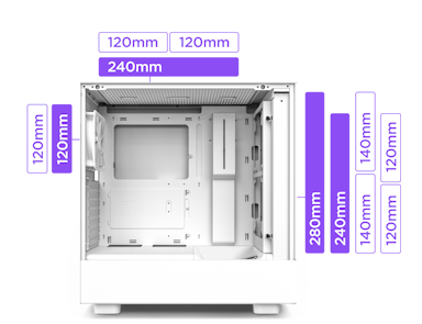 NZXT H Series H5 (2023) Flow RGB Edition ATX Mid Tower Chassis White  Color-CC-H51FW-R1 