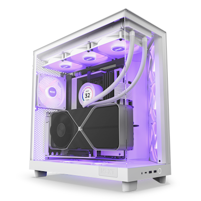 H6 Flow RGB shown from a 3/4 angle with a 9 fan RGB system built in it