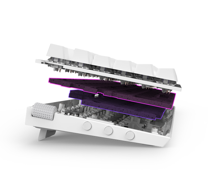 Exploded side view of Function 2 Keyboard showing components