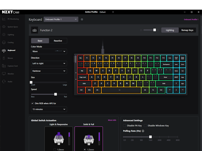 Screenshot of NZXT CAM Function 2 Settings