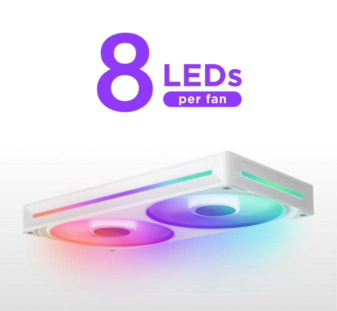 F280 RGB Core - Floating fan. 8 LEDs per fan