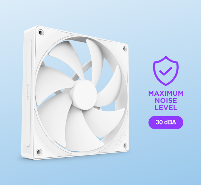 F140P - Front angled view of fan. Maximum Noise Level: 30 dBA