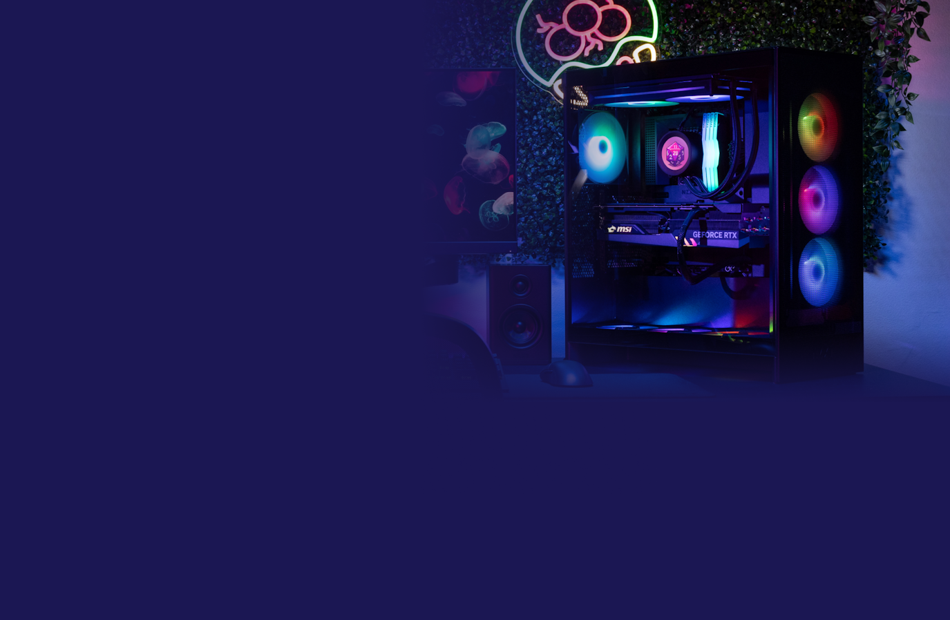 Schwarzer H7 Flow RGB im Desktop-Setup