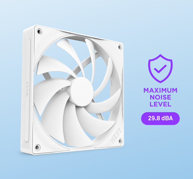F140Q - Front angled view of fan. Maximum Noise Level: 29.8 dBA