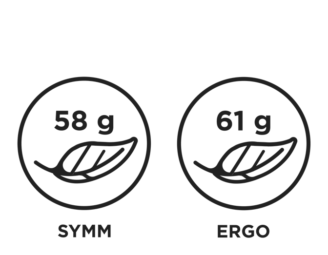 Weight comparison between Lift 2 Symm and Lift 2 Ergo