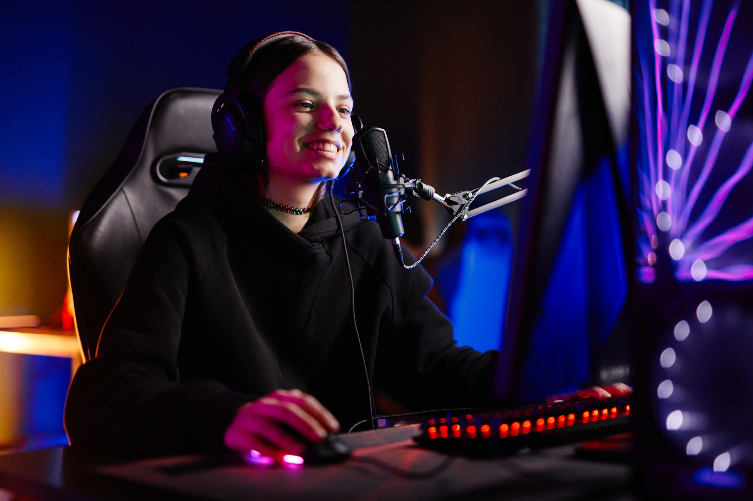 Girl steaming on gaming pc