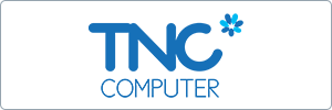 Logo for TNC Computer. The text TNC is in large blue letters with a blue and cyan stylized asterisk above the letter C. The word COMPUTER appears below in smaller blue letters.