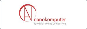 Logo for nanokomputer, Indonesias online computer store, featuring a red circle with stylized letters N and A to the left of the store name in red text, and a tagline below in gray.