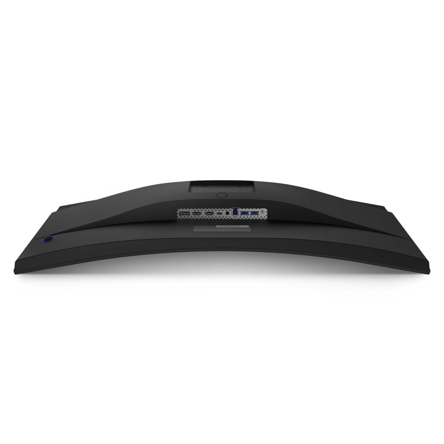The NZXT Canvas 32Q Curved (Panel Only) monitor features a sleek, modern design with a curved display. Shown from the back, its central ports and ventilation area are visible against a black background.