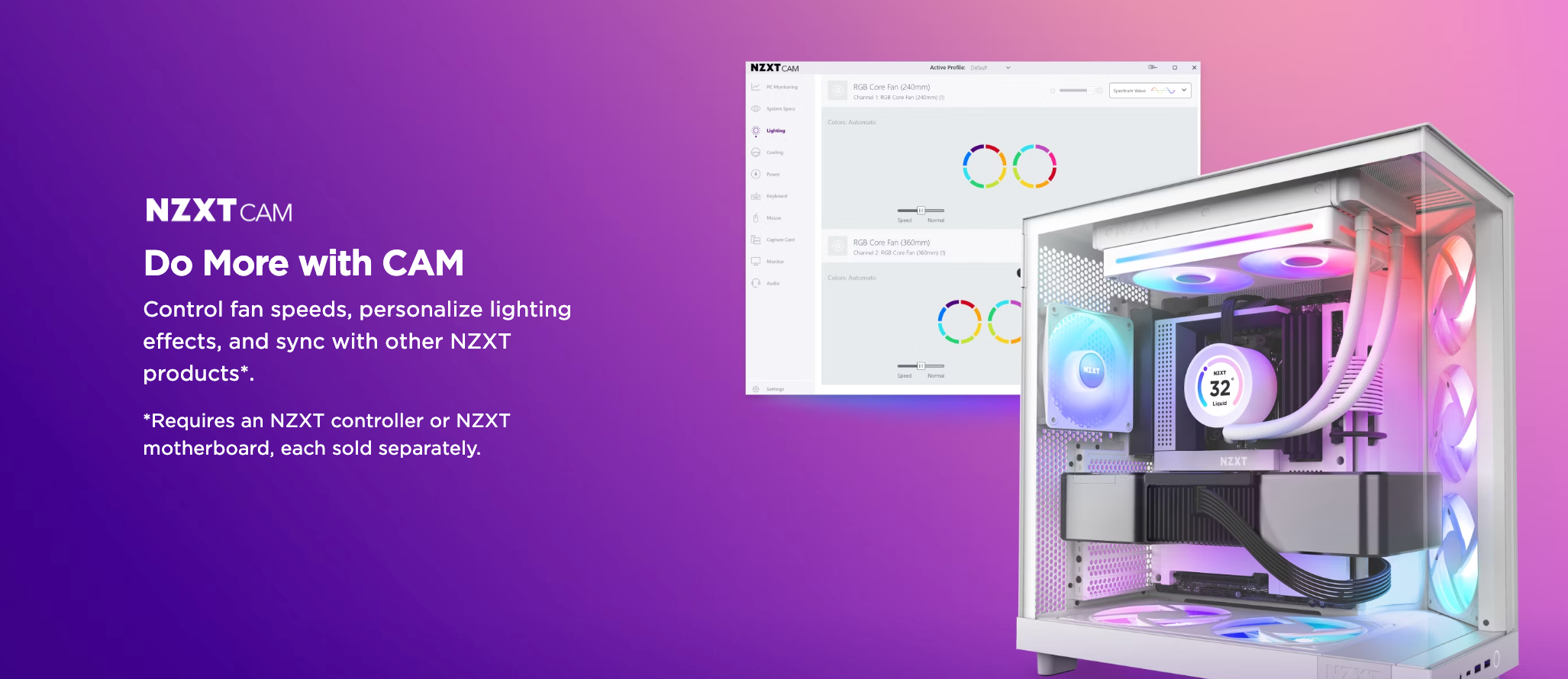 F420 RGB Core 420mm Single Frame RGB Fan Unit NZXT CAM F240 F280 F360 F420 RGB Core 