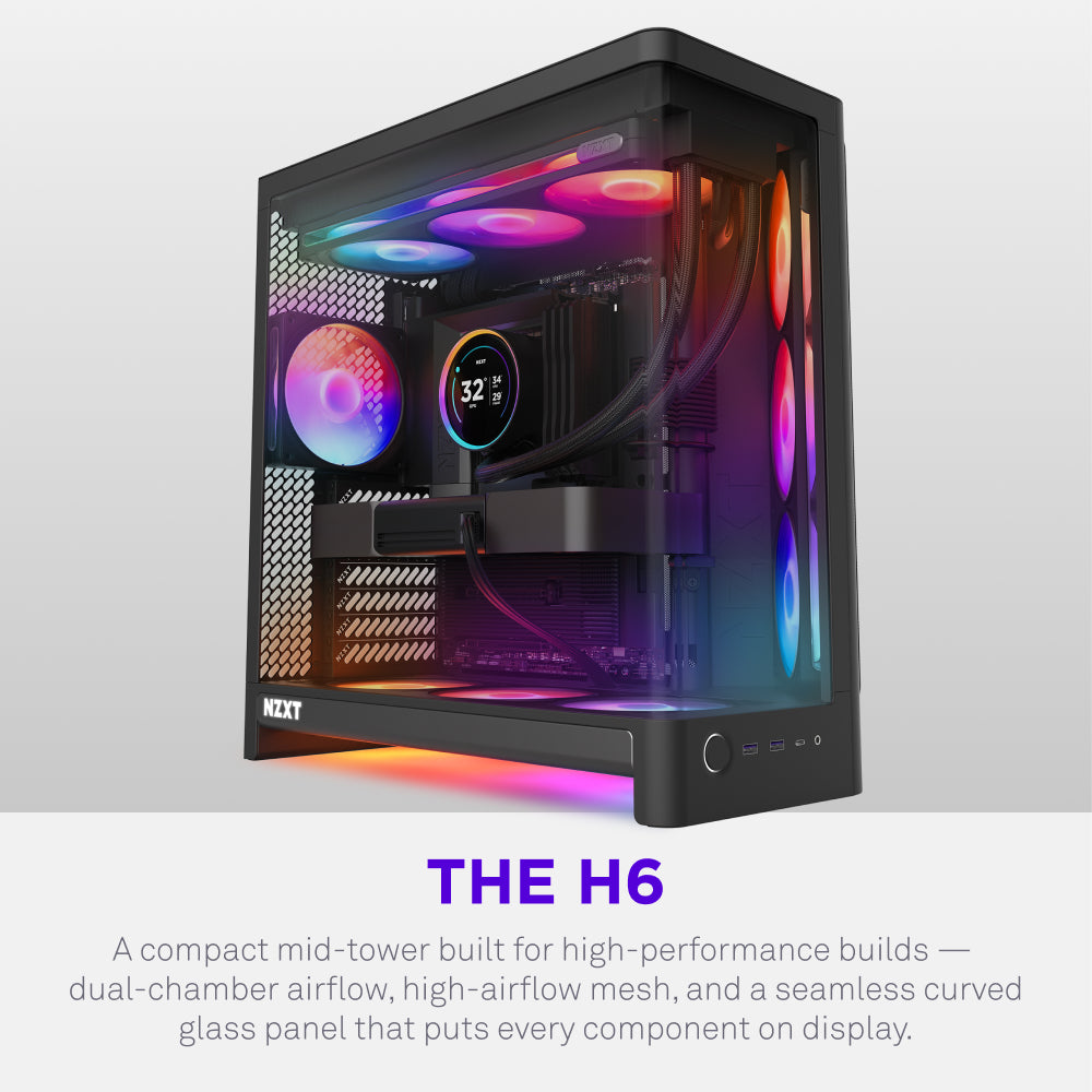 NZXT H6｜コンパクトなデュアルチャンバー ATX エアフローケース