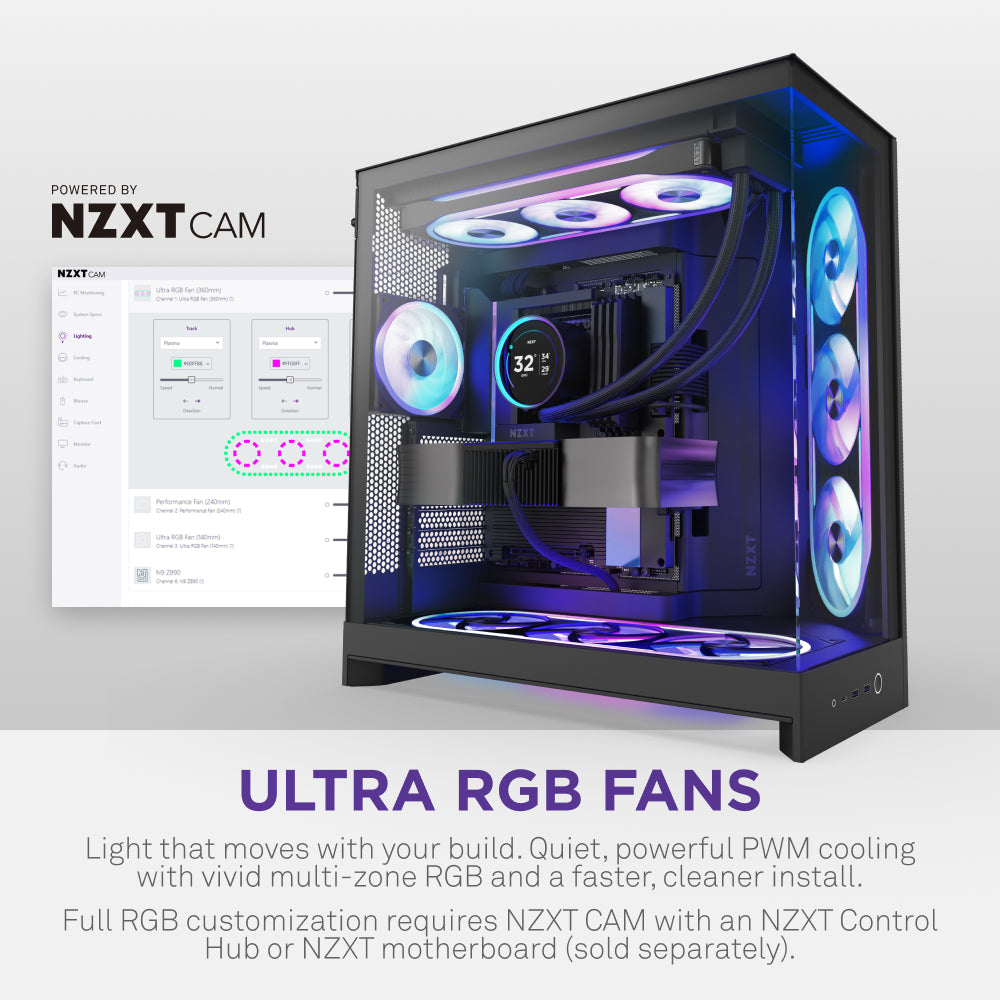 NZXT F140U Ultra RGB Fan | 140mm Multi-Zone Lighting