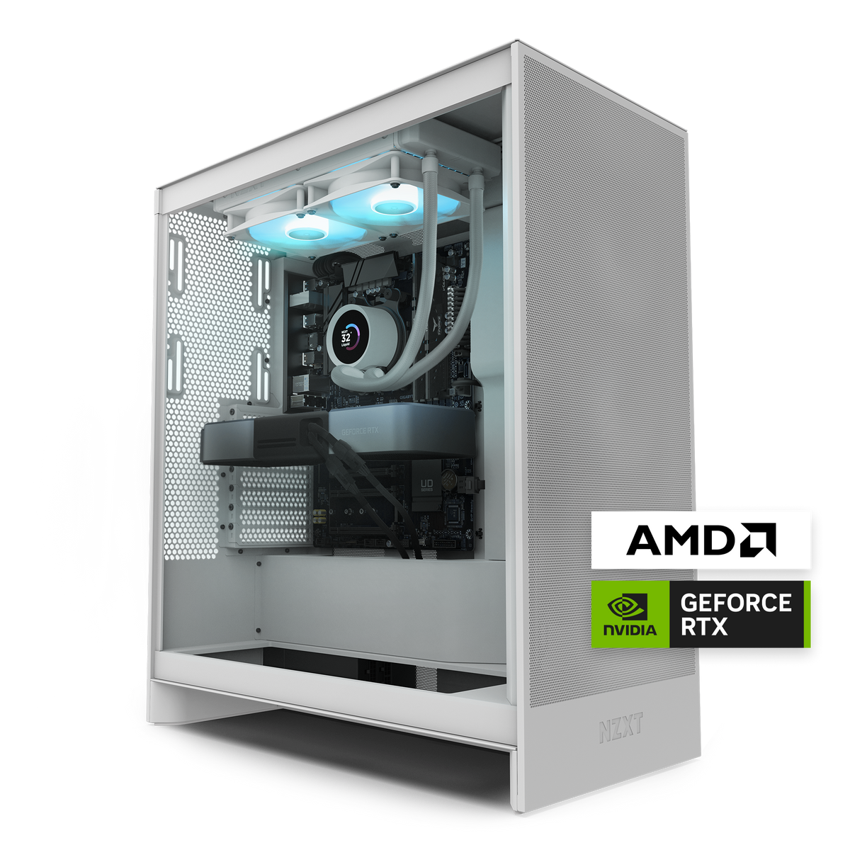 Pc Build White Color Motherboard NZXT Player Two Prime AMD Ryzen