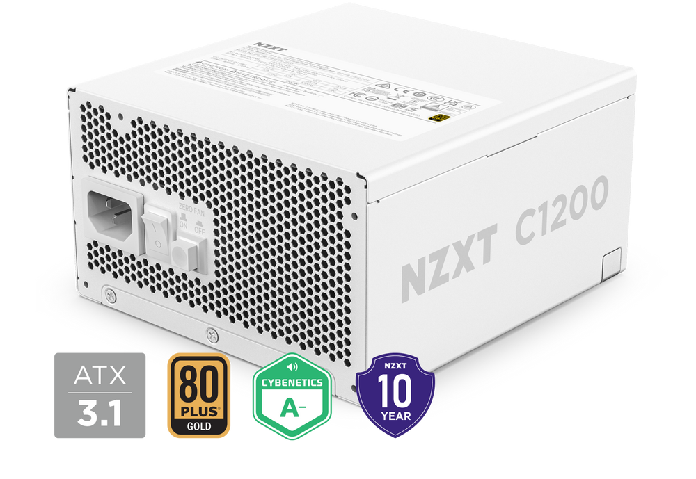 Avika Retails | NZXT ATX 3.X 1200 Watt 80 Plus Gold Fully Modular Low-Noise Power Supply White -PA-2G2BW-UK