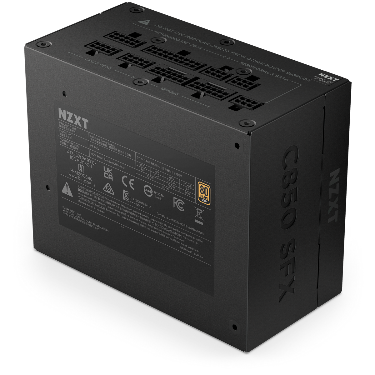 NZXT C850 SFX Gold power supply specification label