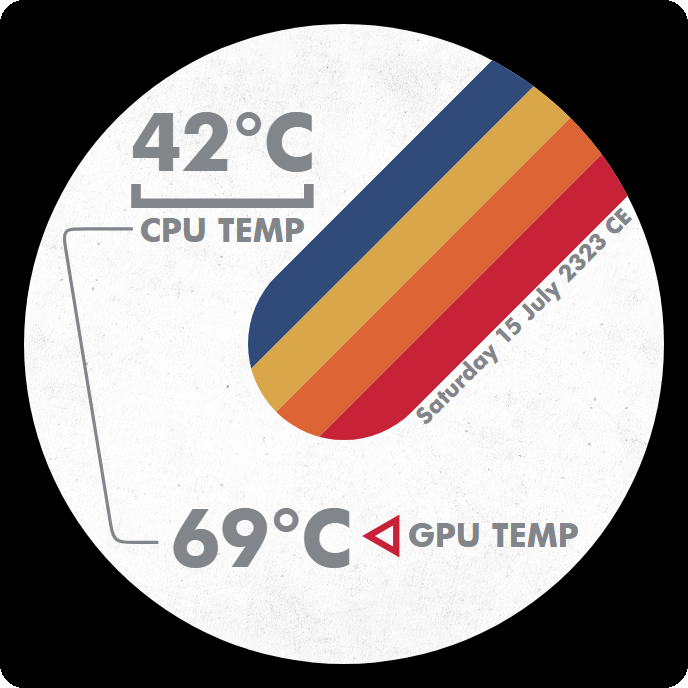 Starfield-inspired Kraken screen showing CPU and GPU temperatures