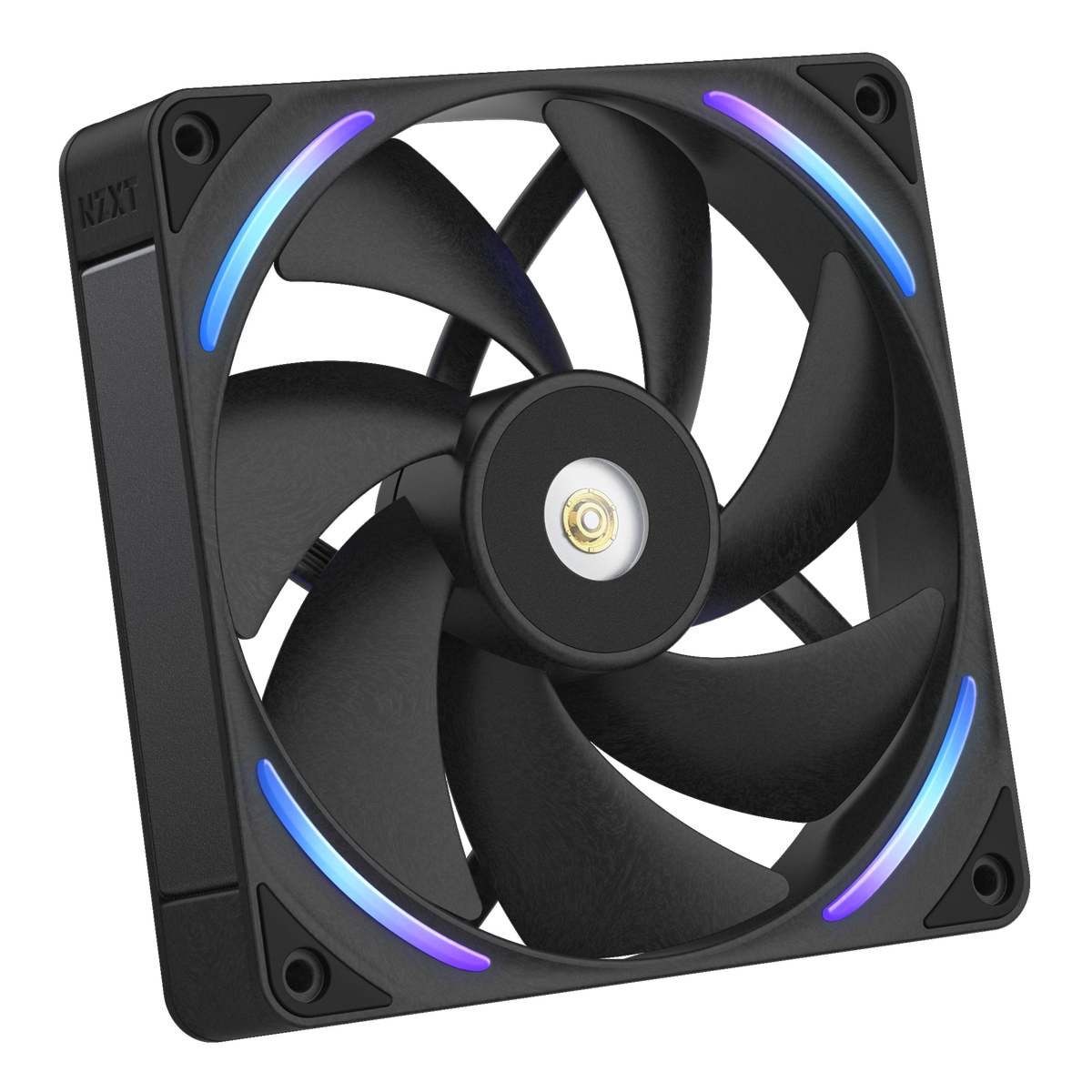NZXT F140X black, angled view with RGB lighting