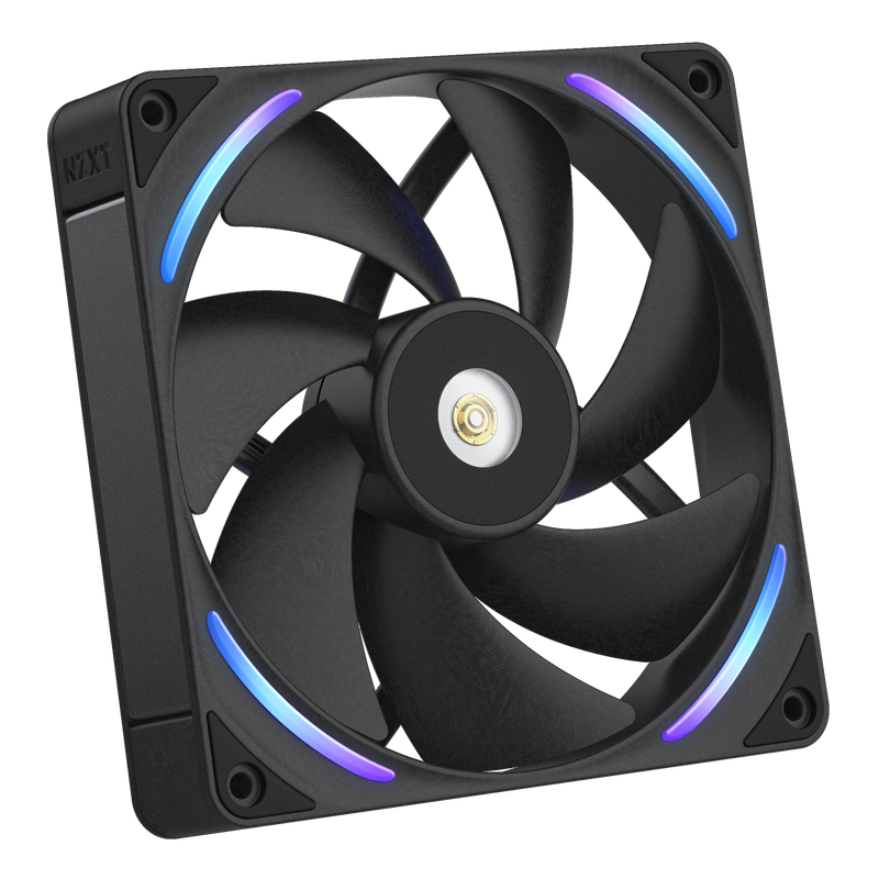 NZXT F140X black, angled view with RGB lighting