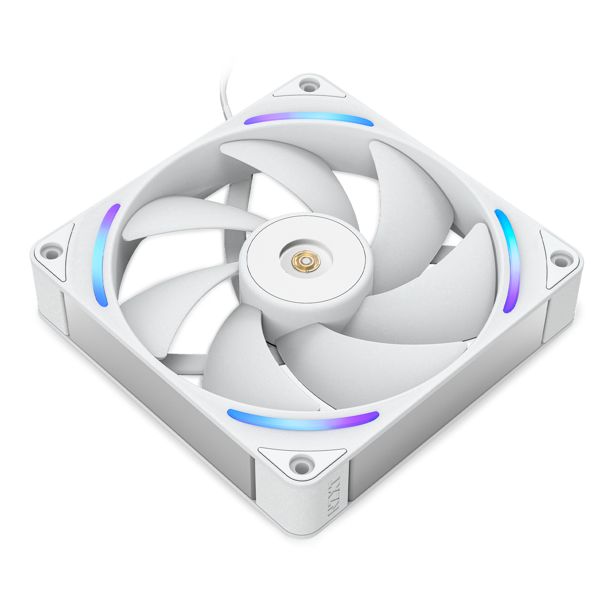 NZXT F140X white, three-quarter view