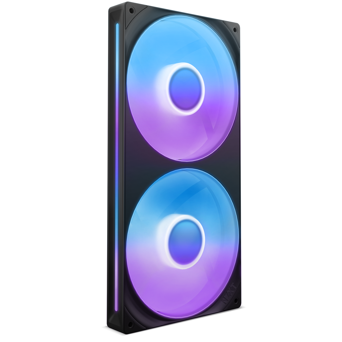 NZXT F280 RGB Core black, hero angle lit in a single static colour