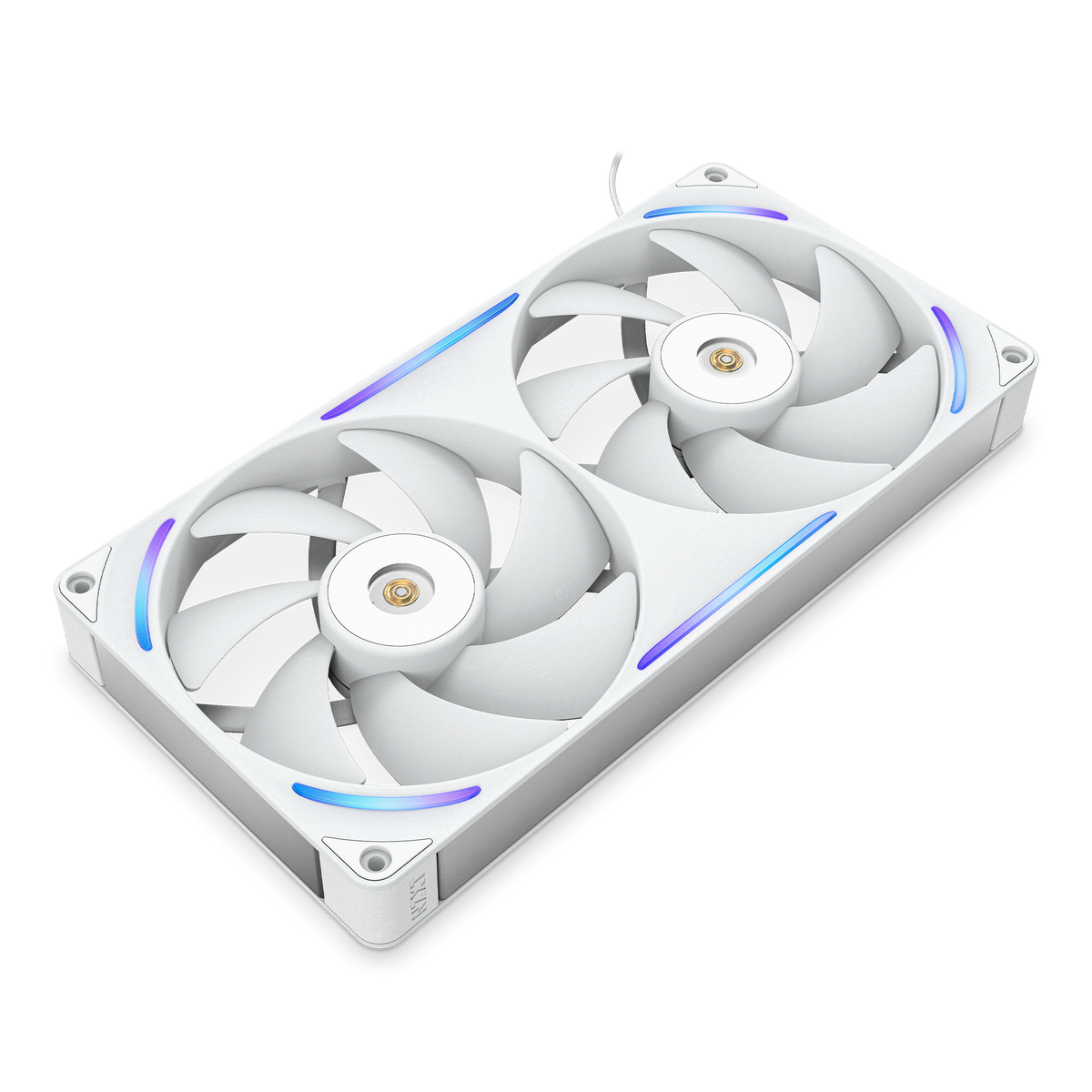NZXT F280X white two-pack, three-quarter view