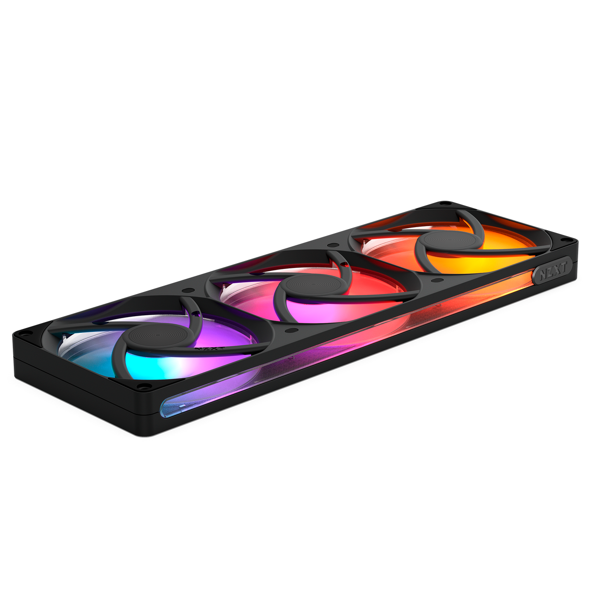 NZXT F360 RGB black three-pack, rear view